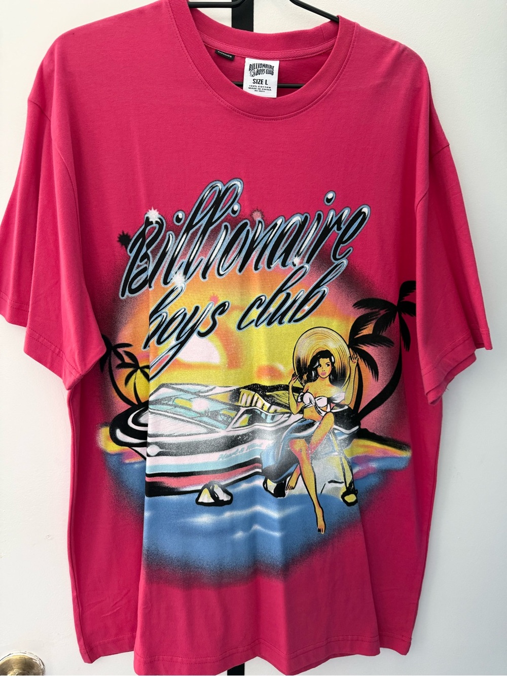 Billionaire Boys Club Crewneck Tee in Hot Pink